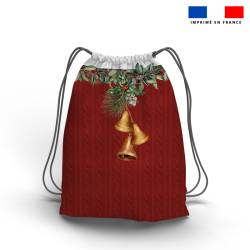 Kit sac à dos coulissant de noel motif couronne de Noel