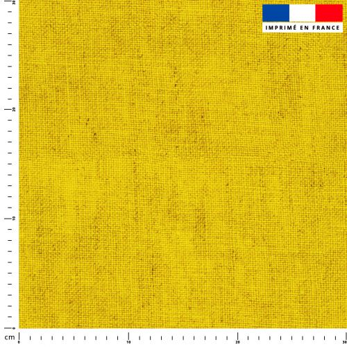 coupon - Coupon 180cm - Tissu imperméable motif chiné aspect lin jaune - Tissu imperméable 300gr/m² - 150 cm