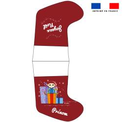 Kit chaussette de noel personnalisé lutin et cadeaux rouges + Fausse fourrure - Création Nidillus Carémoli