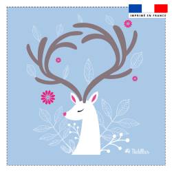 Coupon 45x45 cm imprimé renne design floral - Création Nidillus Carémoli