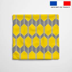 Housse de coussin 40x40 cm imprimée géométrique jaune et grise