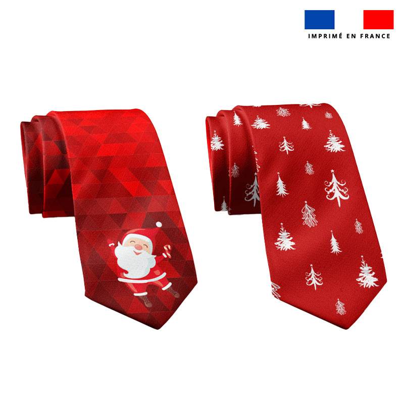 Patron cravate réversible motif noel père noel rouge