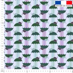Parapluie escargot mauve et vert - Fond rayé - Création Lili Bambou Design