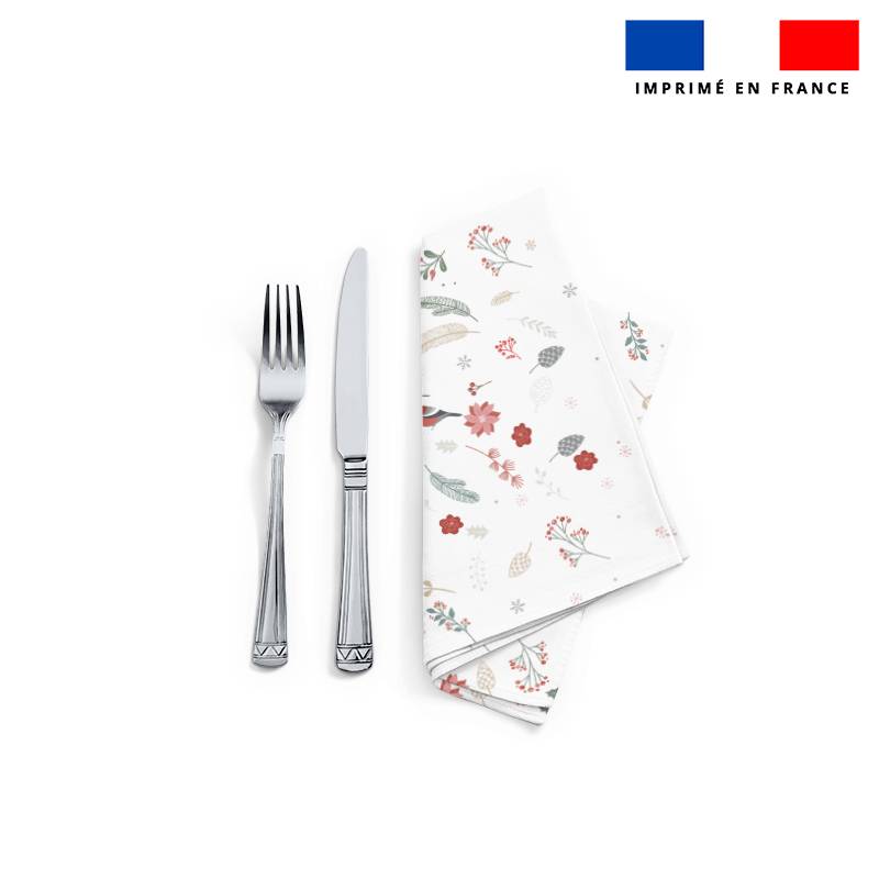Coupon imprimé serviette de table motif sweet home blanc
