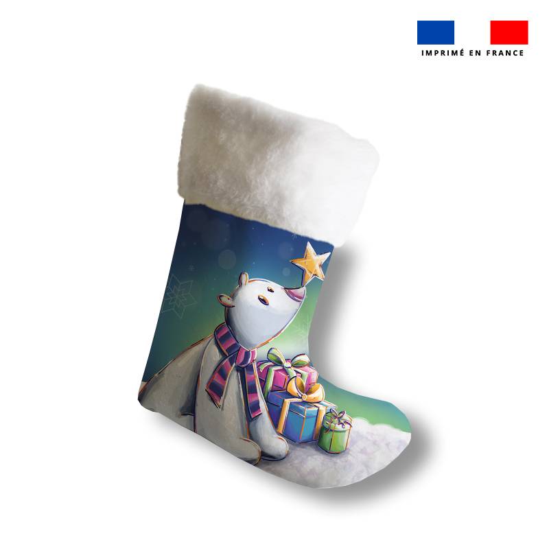 Kit chaussette de noel motif ours blanc + Fausse fourrure - Création Stillistic