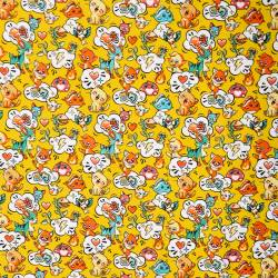 Coton jaune motif cartoon
