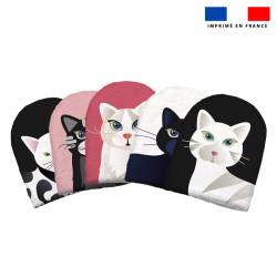 Kit mini-gants nettoyants motif chats roses et noirs - Création Lita Blanc