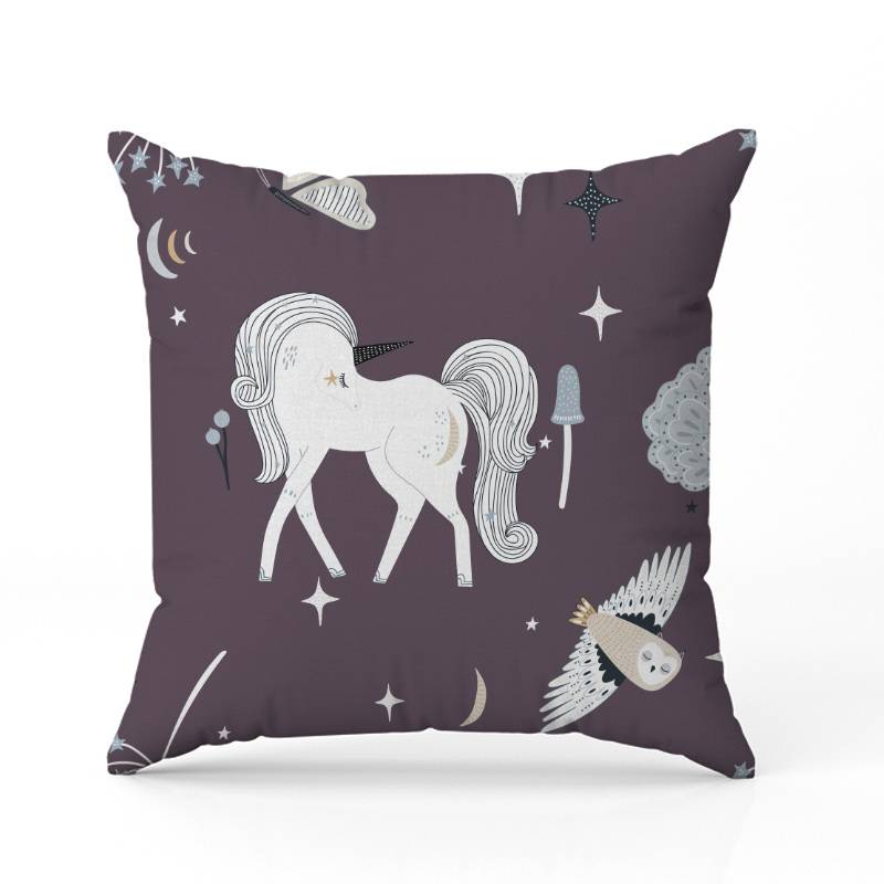 Coussin Oreiller Licorne Mauve