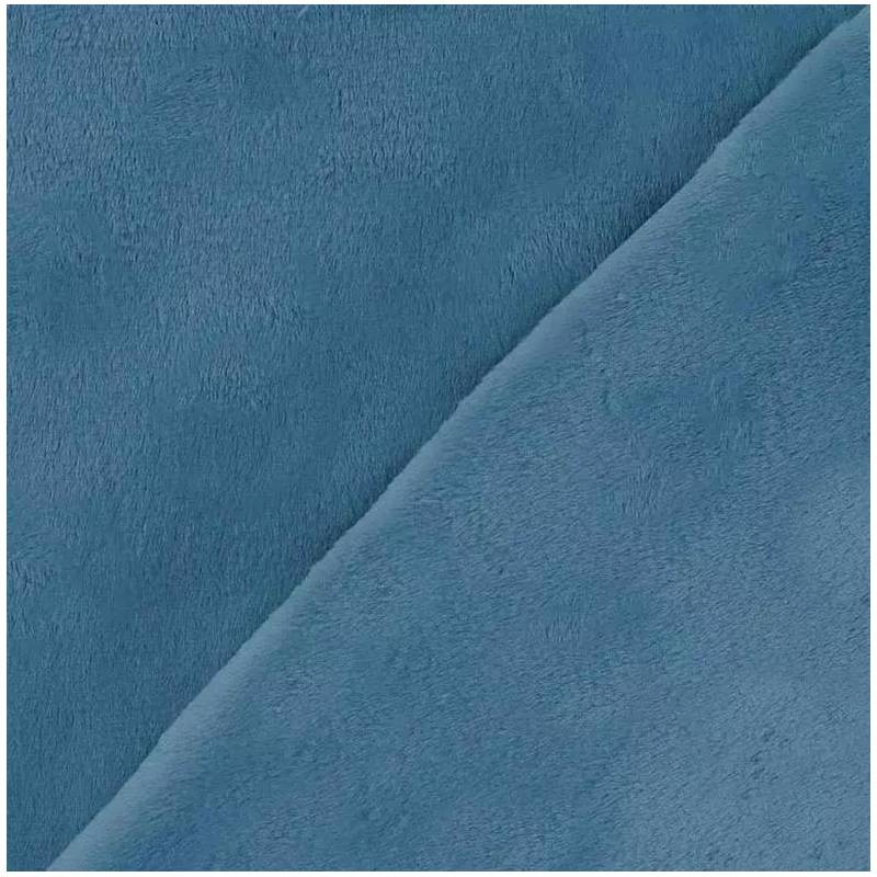 Tissu minky bleu jean uni