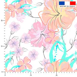 Tissu imperméable motif floral à l'aquarelle pastel