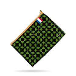Kit pochette noir motif libellule verte - Création Lita Blanc