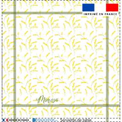 Coupon imprimé serviette de table motif mimosa jaune