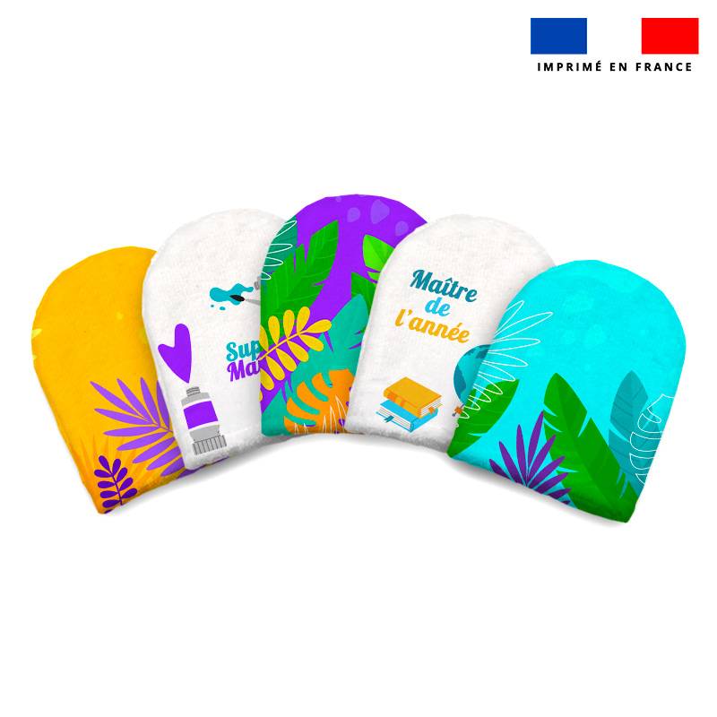 Kit mini-gants nettoyants motif feuilles tropicales maître