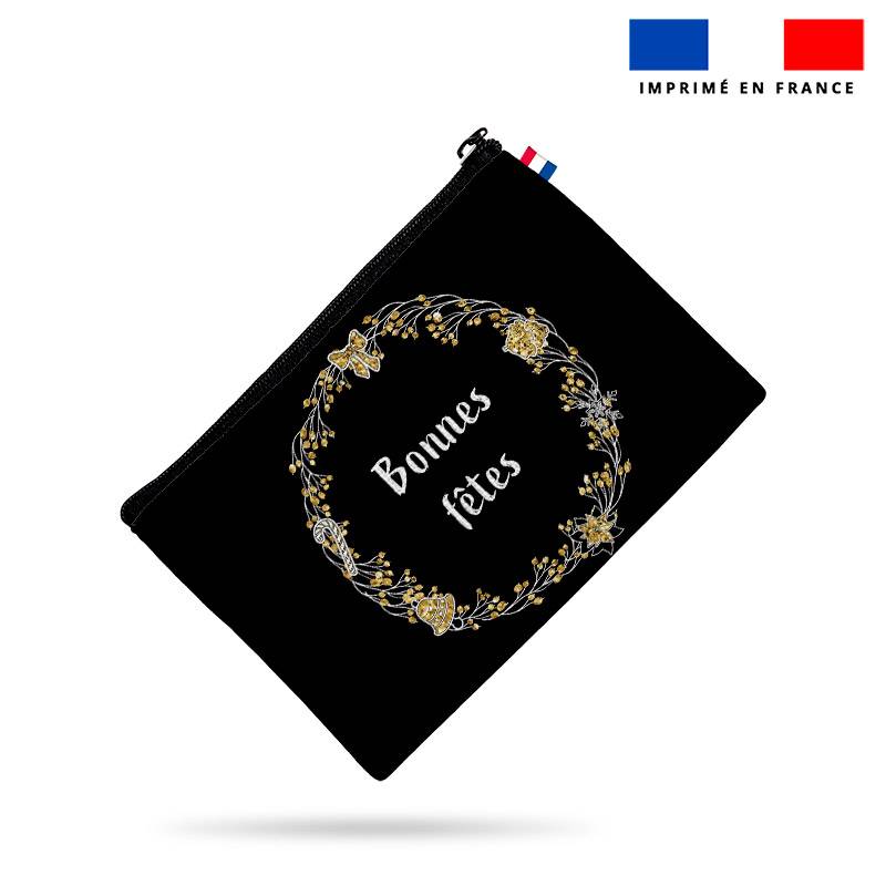 Kit pochette de noel motif bonnes fêtes or - Tissus Price Matière