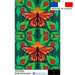 Kit pochette motif coccinelle et papillon orange - Création Pilar Berrio
