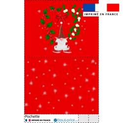 Kit pochette rouge motif lutin de Noel rouge - Création Créasan'
