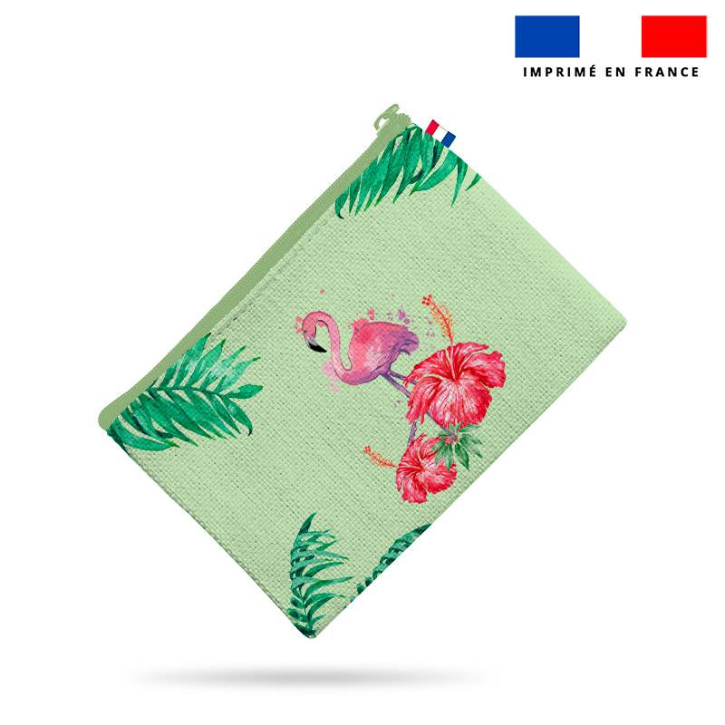 Kit pochette vert motif fruit tropical