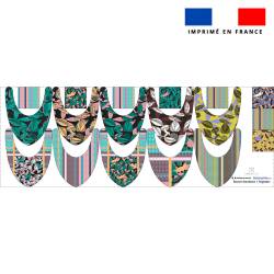 Coupon éponge bavoirs bandana motif tigre vert - Création Lili Bambou Design