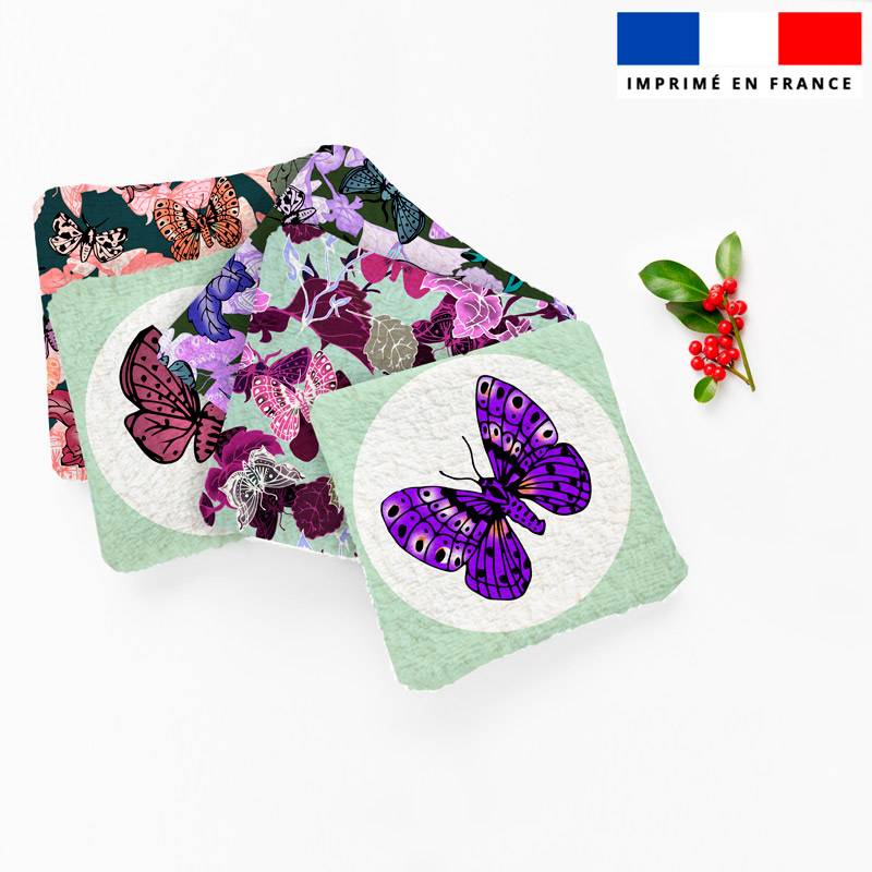 Coupon lingettes lavables motif papillons verts - Création Lili Bambou Design