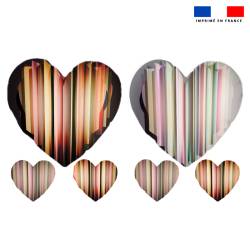 Lot 2 coupons pour coussin coeur motif Garance - Création Pierre-Alexandre PAUGAM