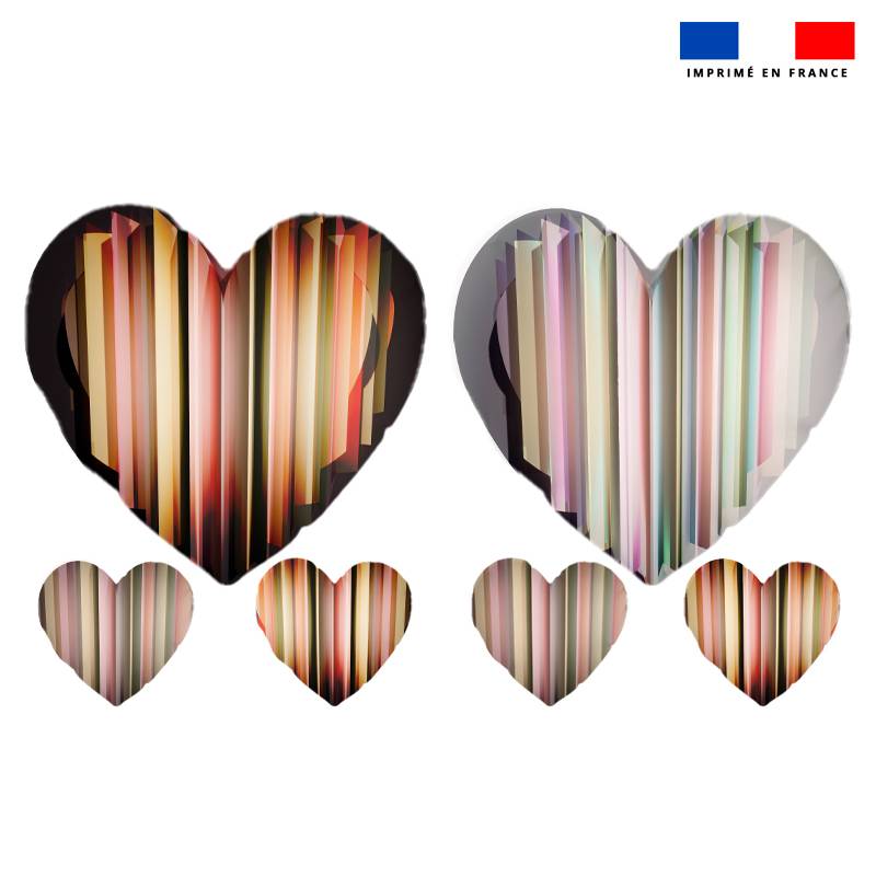 Lot 2 coupons pour coussin coeur motif Garance - Création Pierre-Alexandre PAUGAM
