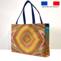 Kit couture sac cabas motif bandes colorées - Création Lita Blanc