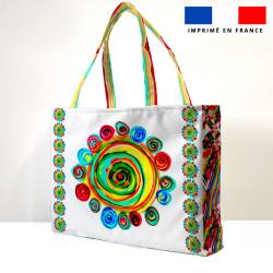 Kit couture sac cabas motif cercles multicolores - Création Jeanne Garreau