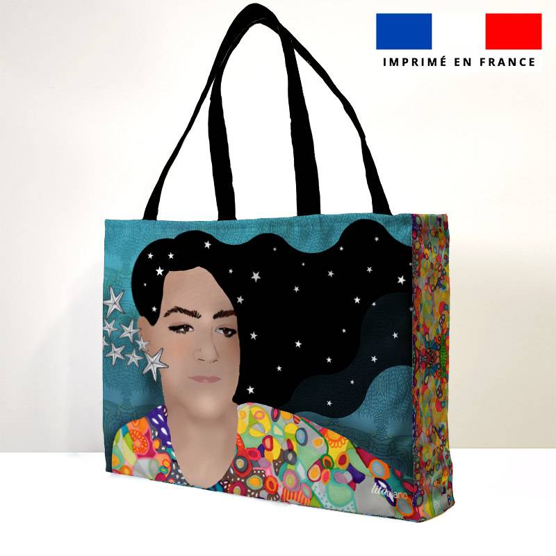 Kit couture sac cabas motif diva et étoiles - Création Lita Blanc