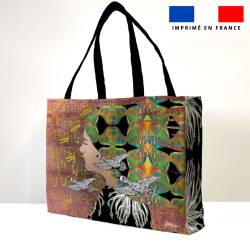 Kit couture sac cabas motif diva et oiseaux - Création Lita Blanc