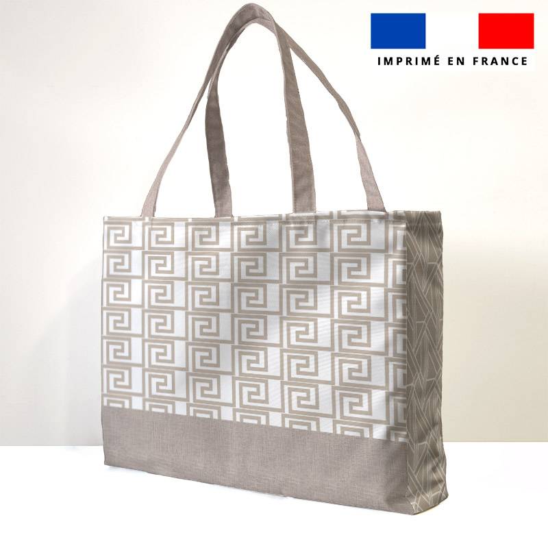 Kit couture sac cabas motif géométrique grège