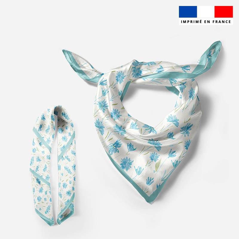 Lot de 2 foulards imprimés camomille bleu - Création Zohra Designs