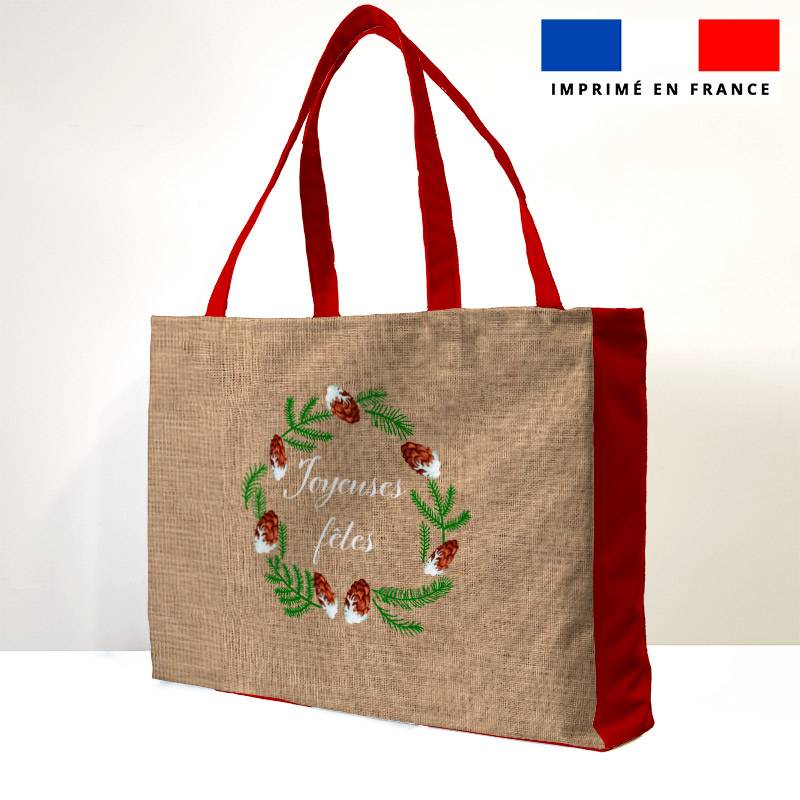 Kit couture sac cabas motif noel rouge et vert