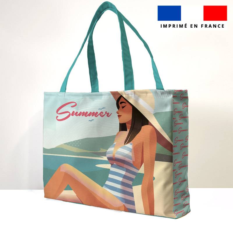 Kit couture sac cabas motif summer et palmier
