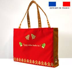 Kit couture sac cabas personnalisé motif pain d'épices de Noel