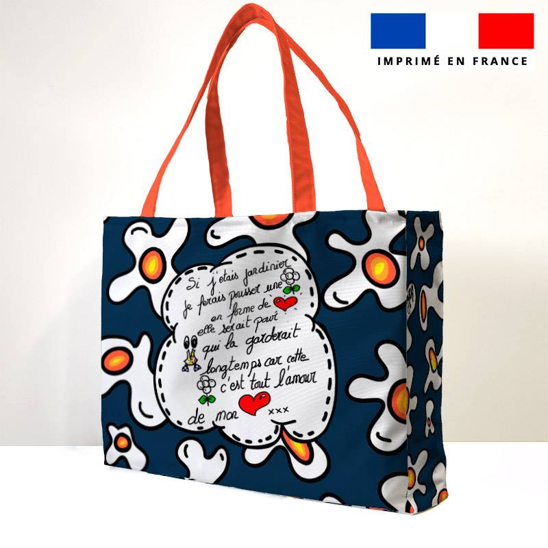 Kit couture sac cabas motif poème - Création Anne-Sophie Dozoul
