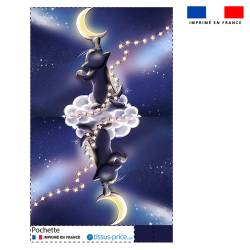 Kit pochette motif chat lune - Création Stillistic