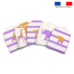Kit mini-gants nettoyants motif marinière savane - Création Lili Bambou Design