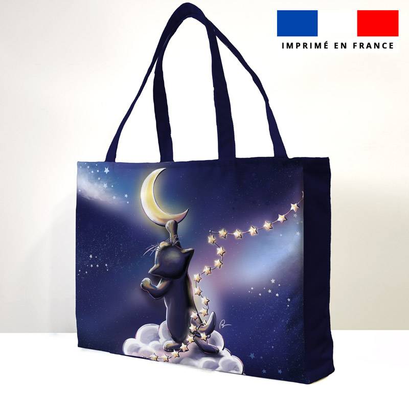 Kit couture sac cabas motif chat lune - Création Stillistic