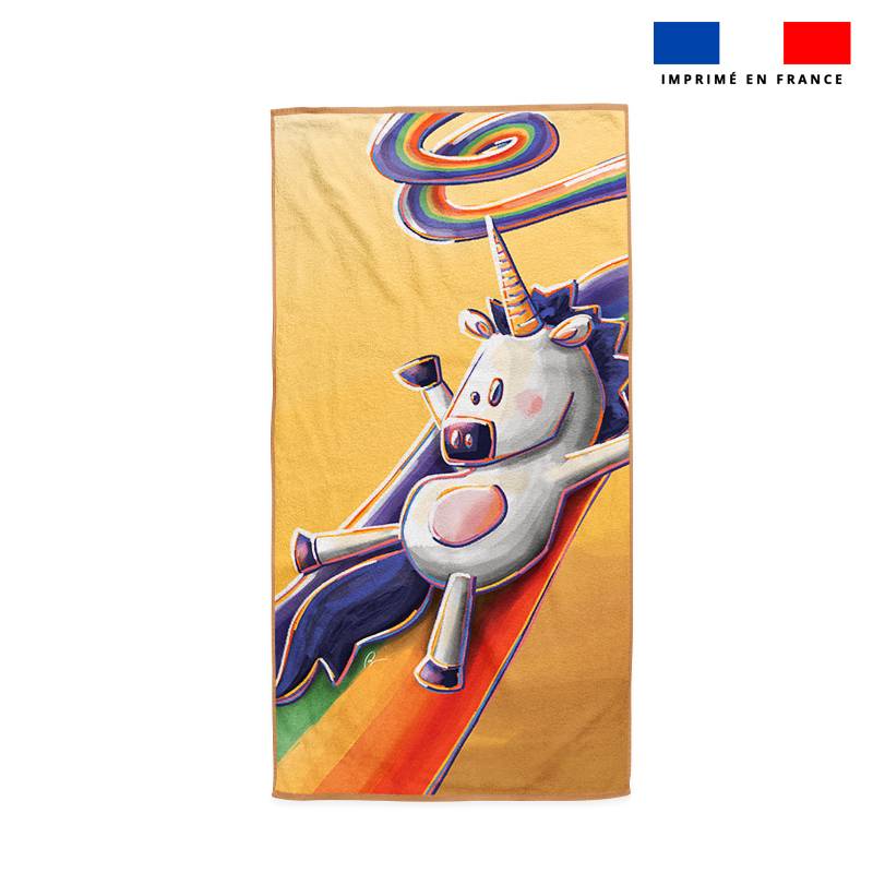 Coupon serviette de plage motif licorne toboggan - Création Stillistic