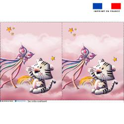Kit sac à dos coulissant motif tigre blanc et arc-en-ciel - Création Stillistic