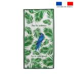 Coupon pour serviette de plage blanc motif perroquet et feuille tropicale