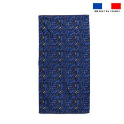 Coupon pour serviette de plage motif feuillage bleu - Création Adeline Waeles