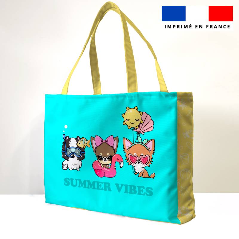Kit couture sac cabas motif chien à la playa - Création Jolifox