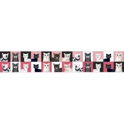 Coupon lingettes lavables motif chat rose  et noir - Création Lita Blanc