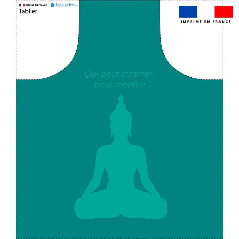 Patron imprimé pour tablier motif bleu canard méditation - Création Anne