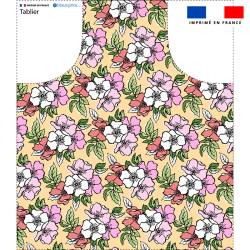 Patron imprimé pour tablier motif fleurs de verger jaune - Création Nathalie Gravey