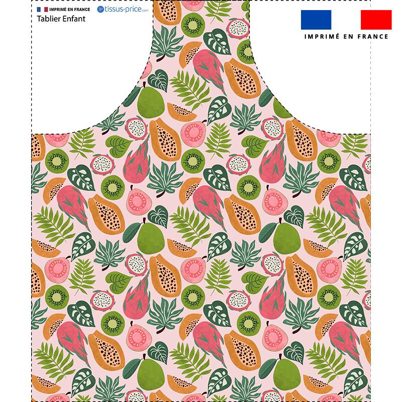 Patron imprimé pour tablier enfant motif fruit tropical - Création Jasmine Blooms Designs
