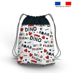 Kit sac à dos coulissant motif coeur dino wild friend