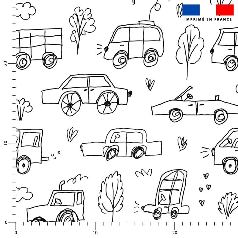 Coton à colorier motif voiture et camion