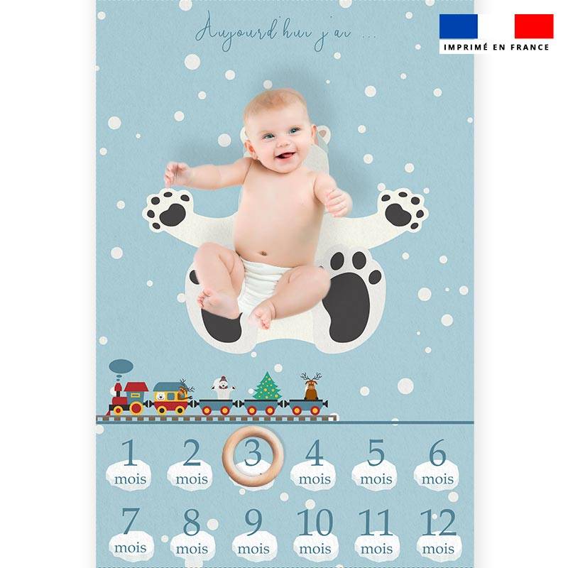 Coupon pour couverture mensuelle bébé motif ours polaire rose et bleu